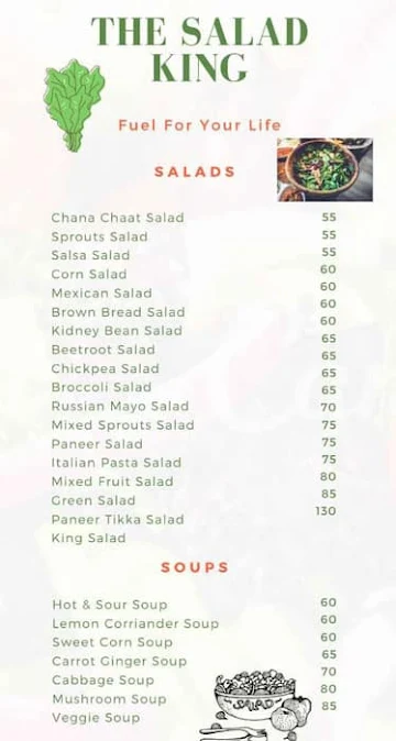 The Salad King menu 