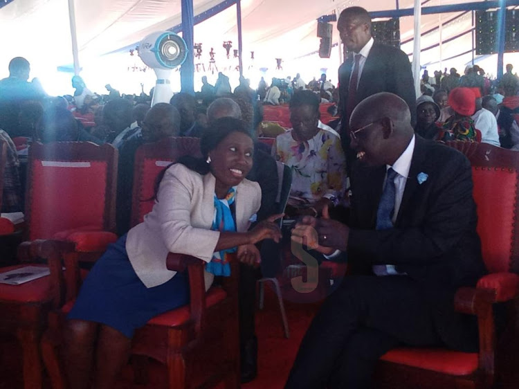 An official with Basic Education PS Belio Kipsang during the funeral ceremony of former Education CS George Magoha at Maseno University on February 11, 2023.