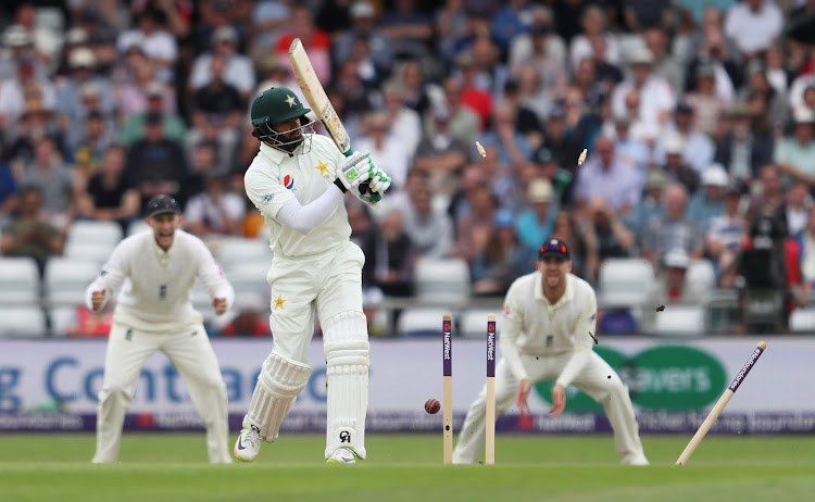 Pakistan captain Azhar Ali loses his wicket.