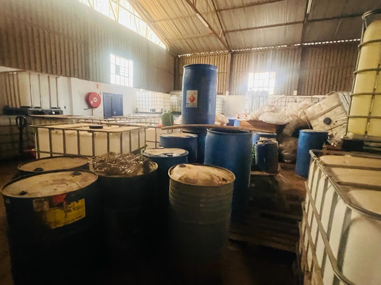 The man arrested at this warehouse in Verulam on Thursday could not account for the ethanol found at the premises manufacturing illegal alcohol.