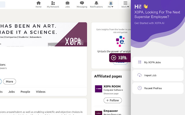 X0PA Recruiter Extension for LinkedIn chrome extension