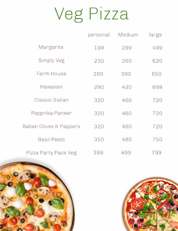 Pizza Party menu 