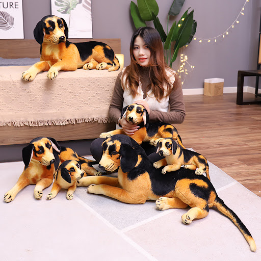 Title 1, Simulation Black Back Dog Doll Plush Toy Cute. ...