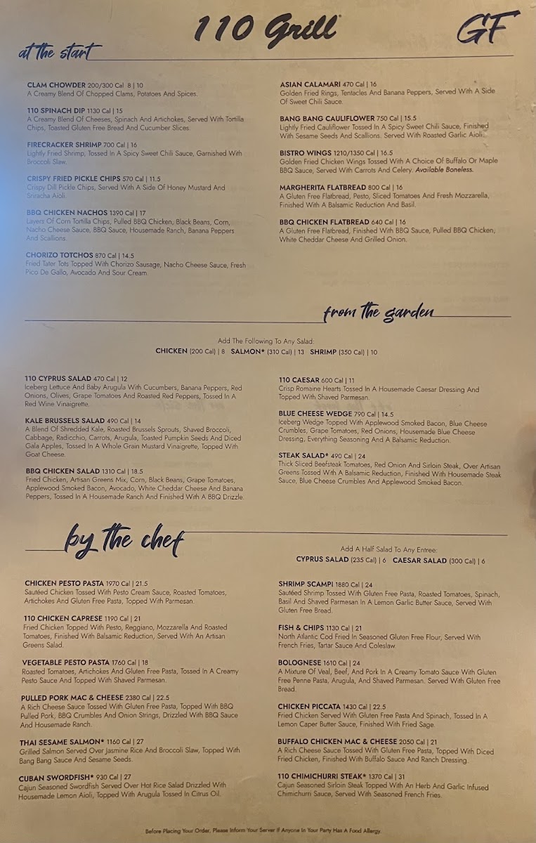 GF menu 1 of 2