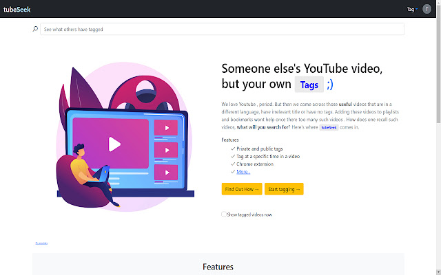 tubeSeek :Personal YouTube tags, any language chrome extension