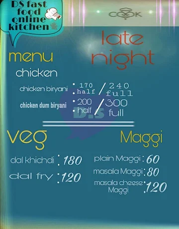 Ds Fast Food Online Kitchen menu 