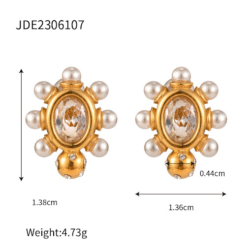 Title 2, Stainless Steel Pearl Stud Earrings Titanium St...