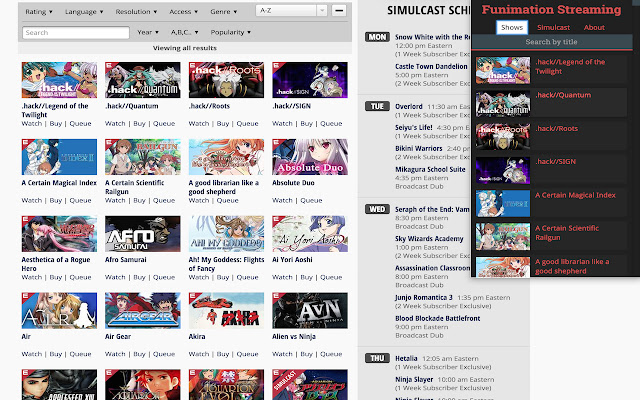 Funimation Streaming chrome extension