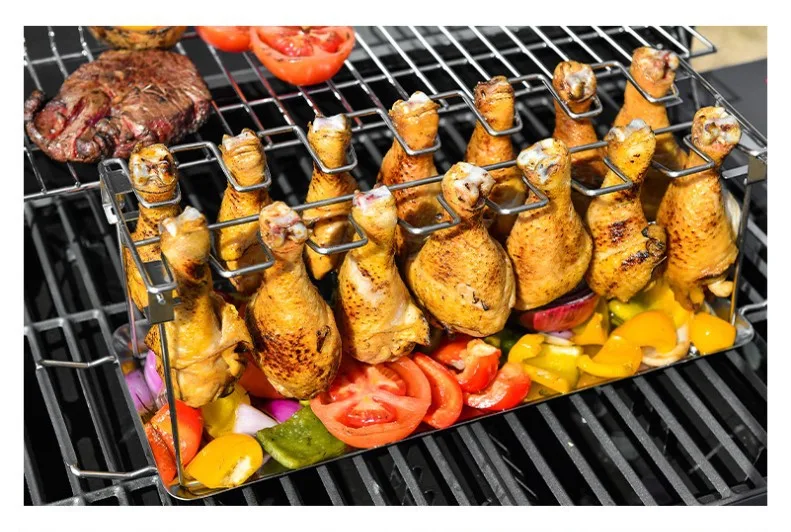 Title 5, Draagbare Grillmand Mesh Clip 14 Sleuven RVS BB...