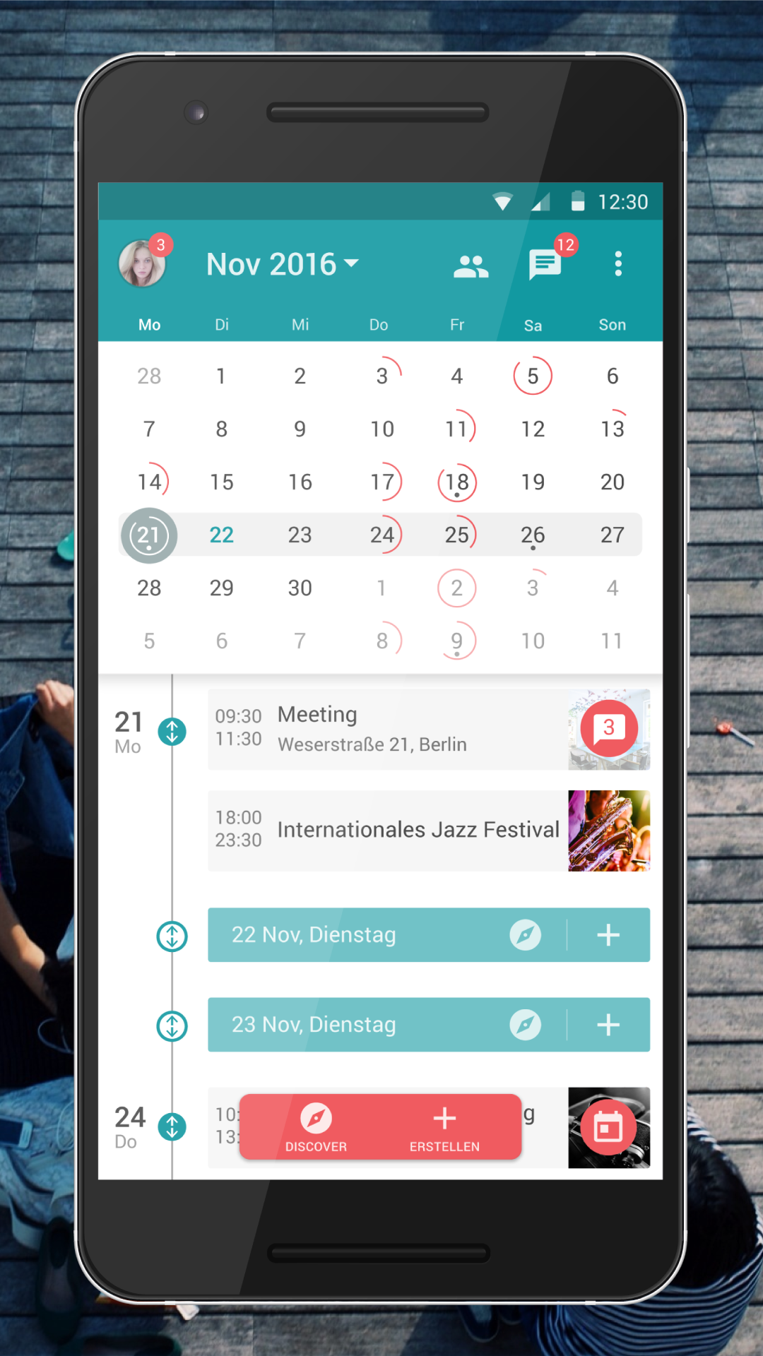 Android application timee - Organizer, Team Calendar & Group Chat screenshort