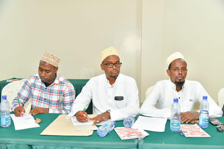 Education officials from Garissa and Tana River counties during a three-day training on the management of Early Childhood Development Education meal prorgrammes at a Garissa hotel on Saturday, June 11.