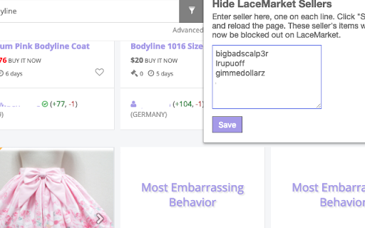 Hide Lacemarket Scalpers