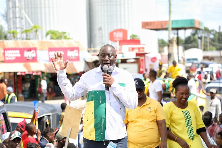 Karisa Nzai during a UDA road side rally in Mombasa on Tuesday.