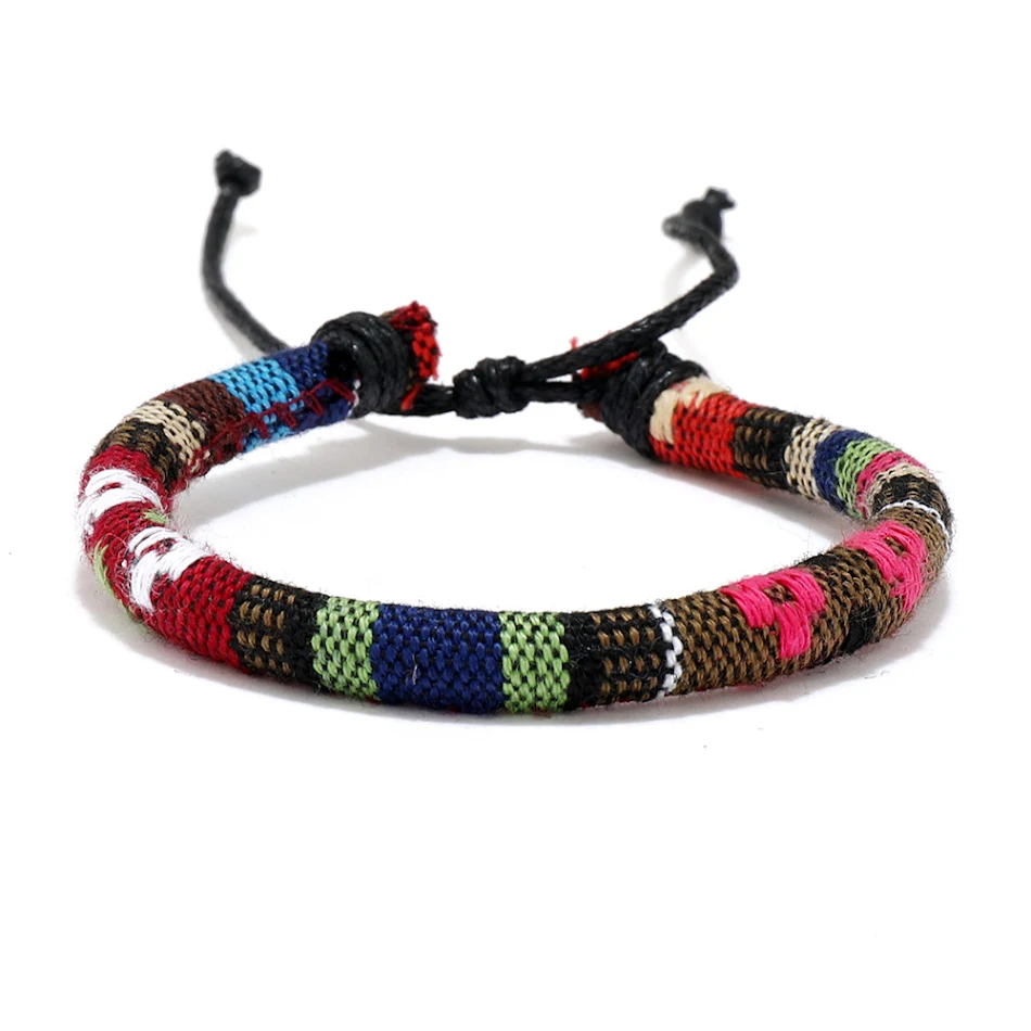 Multicolor draagband in Europese en Amerikaanse nationale bohemien stijl, waskoord, vriendschap, perfect voor dagelijks gebruik.