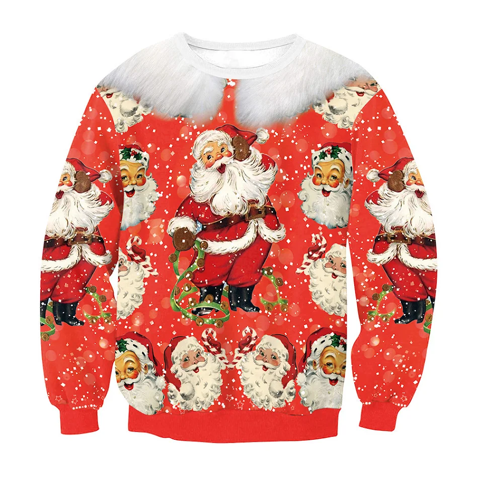 Weihnachtspullover Bedruckt für Paare Freizeit Rundhals Oberteil Bequemer Casual Look Perfektes Geschenk für die Feiertage Gemütlich Warm