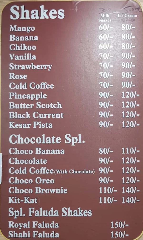 Maakhan Kulfi menu 