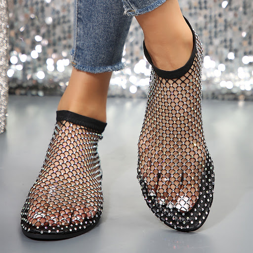Title 6, New Hollow Flat Sandals With Rhinestone Design ...