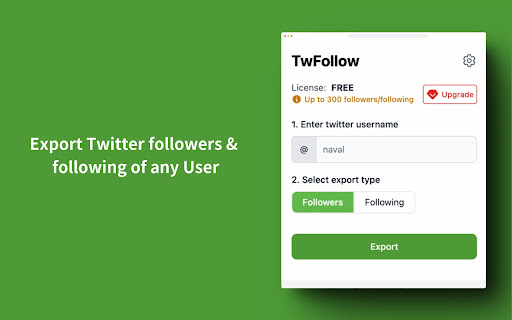 TwFollow: Export Twitter/X Followers