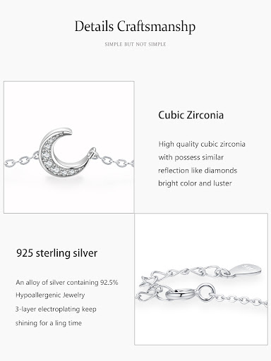 Title 8, S925 Silver Moon Diamond Bracelet Special-inter...