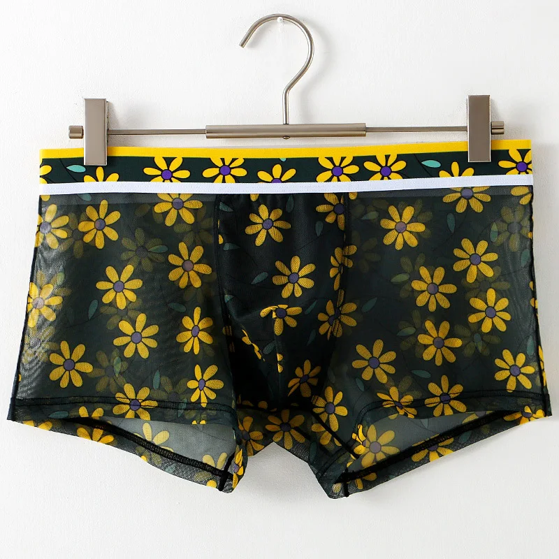 Sous-vêtements Homme Transparents en Maille Imprimé Floral Respirants Confort et Style Frais Lingerie d'été Légère et Sexy