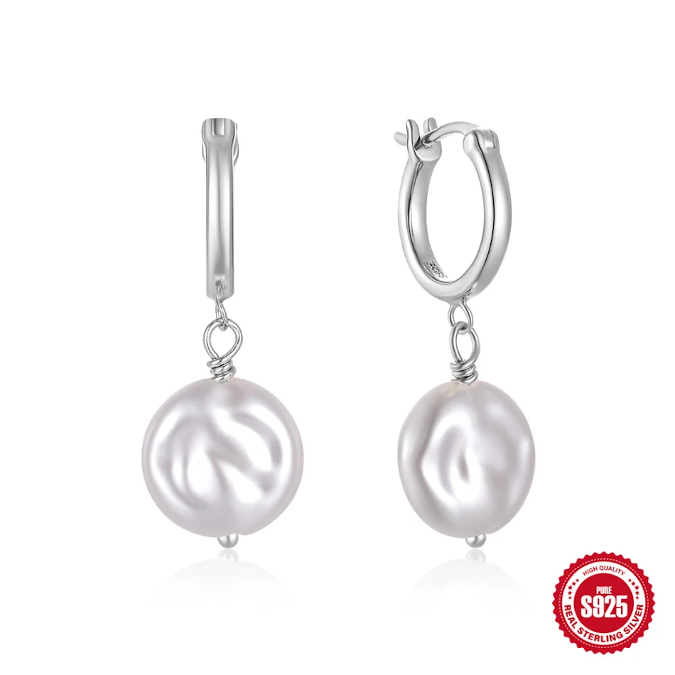 Boucles d'oreilles en perles baroques en argent sterling S925, élégantes et polyvalentes, subliment votre beauté naturelle. Parfaites en toutes occasions.