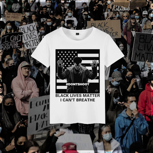 Title 3, Anti-Racism T-shirt I Cant Breathe Letters Sho...