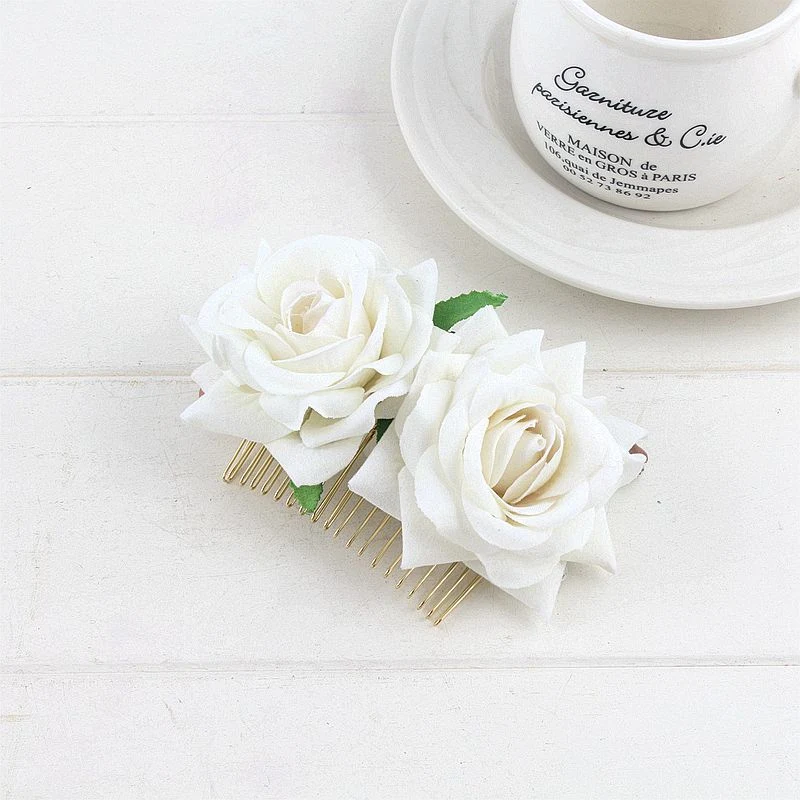 Flannel Rose Hair Comb Headdress – Elegant hair accessory, floral comb for sophisticated hairstyles, enhances your natur
