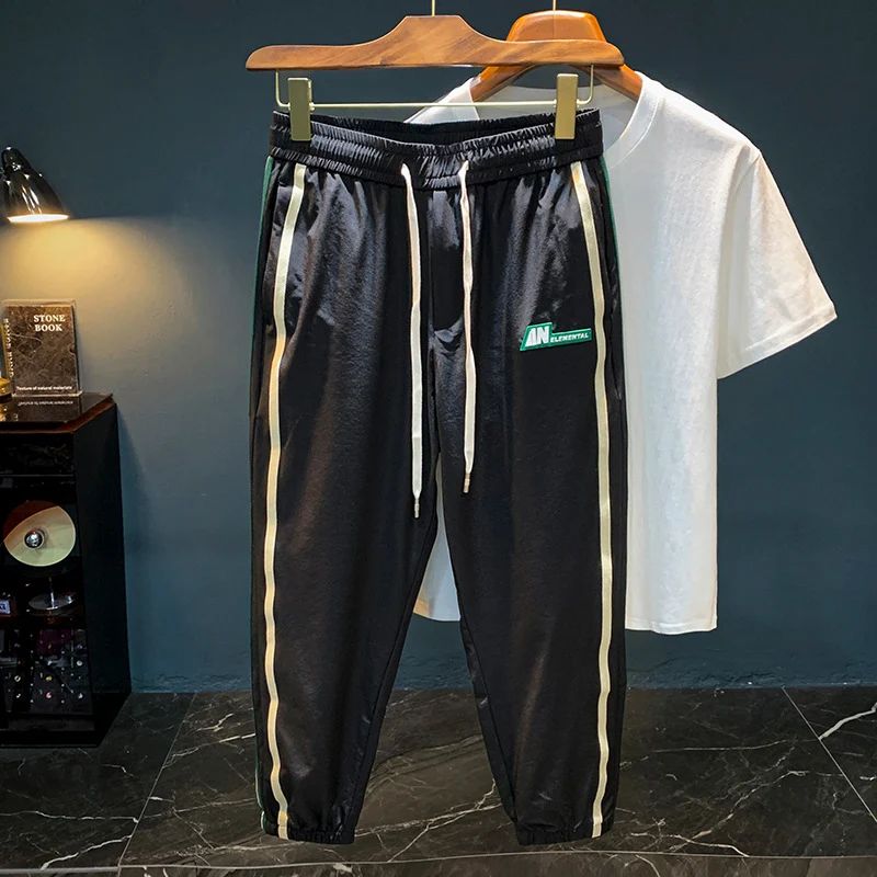 Men's Fashion Casual Ice Silk Sports Harem Pants Comfortable and Breathable for Workouts and Everyday Wear Lightweight a