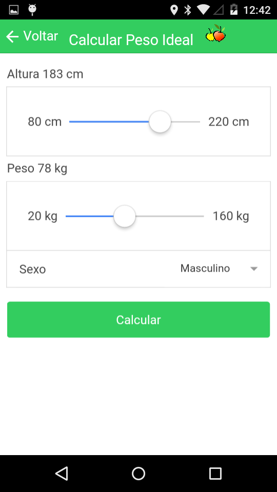 Calcular Peso Ideal Screen 2