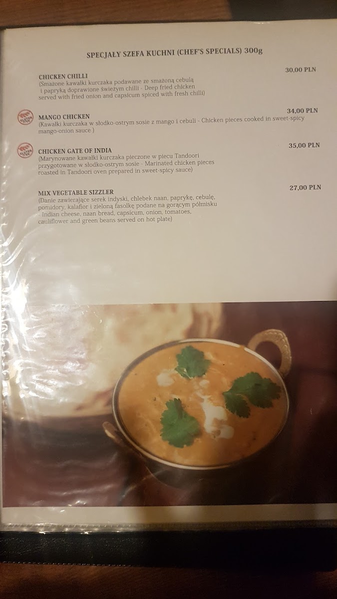 Gate of India gluten-free menu