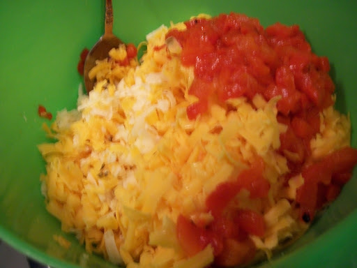 grated cheeses mayo hot sauce and diced pimento