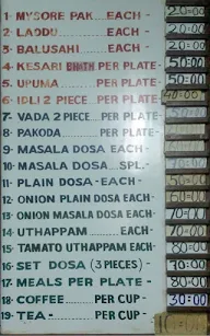 Mysore Cafe menu 1