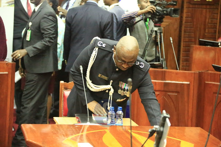 Inspector General nominee Japhet Koome appears for vetting at Administration and Internal Affairs Committee in Parliament on November 8.