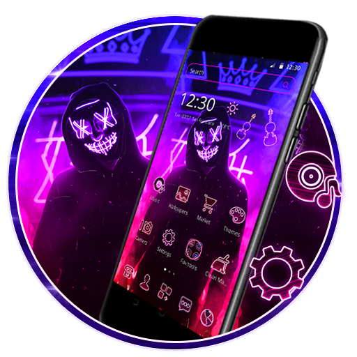 Neon Mask Man Launcher Theme ?