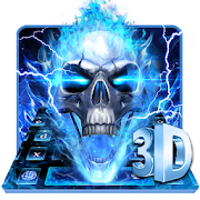 Horrible 3D Blue Flaming Skull Keyboard  Icon