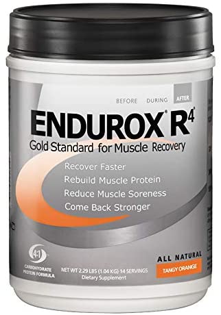 PacificHealth Endurox R4, Post Workout Recovery Drink Mix with Protein, Carbs, Electrolytes and Antioxidants for Superior Muscle Recovery, Net Wt. 2.29 lb, 14 Serving (Tangy Orange)