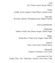 Le Bar - Sofitel menu 6