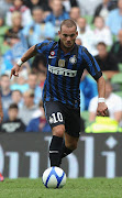 Wesley Sneijder of Inter Milan runs with the ball during the Dublin Super Cup match between Inter Milan and Manchester City at the Aviva Stadium on July 31, 2011 in Dublin, Ireland