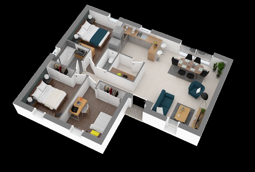  Vente Terrain + Maison - Terrain : 300m² - Maison : 76m² à Chanteloup (35150) 