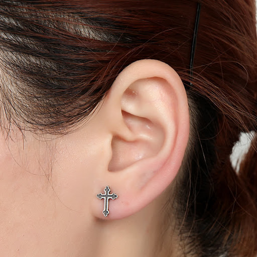 Title 3, S925 Sterling Silver Cross Stud Earrings for Wo...