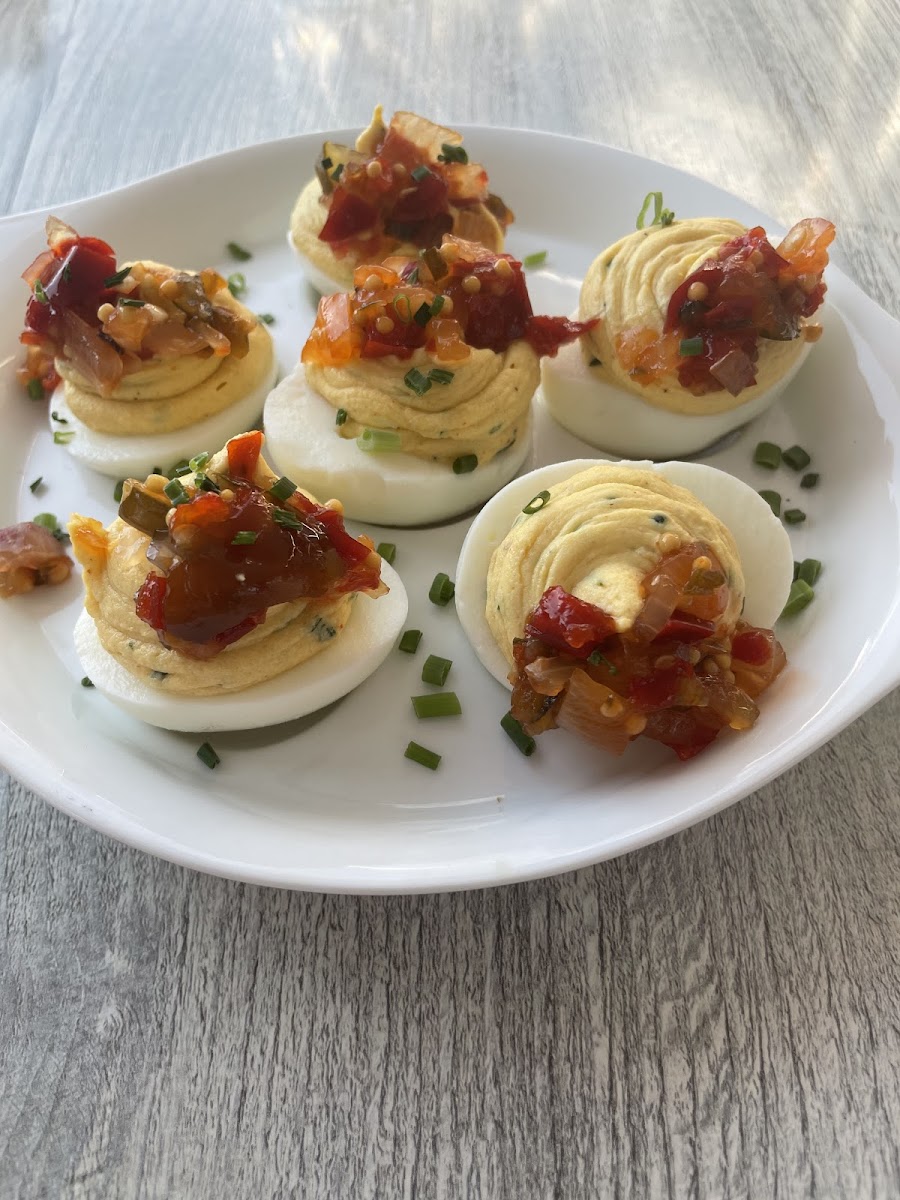 Gf deviled eggs - no chicken skin