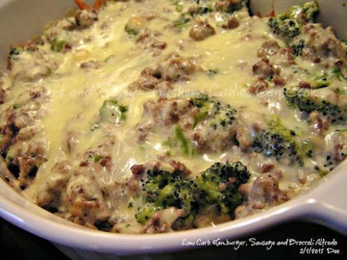 Hamburger, Sausage, Broccoli Alfredo - Low Carb