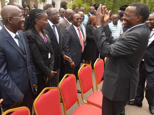 CJ David Maraga with judges during a Judges’ Annual Colloquium at The Whitesands Hotel in Mombasa.