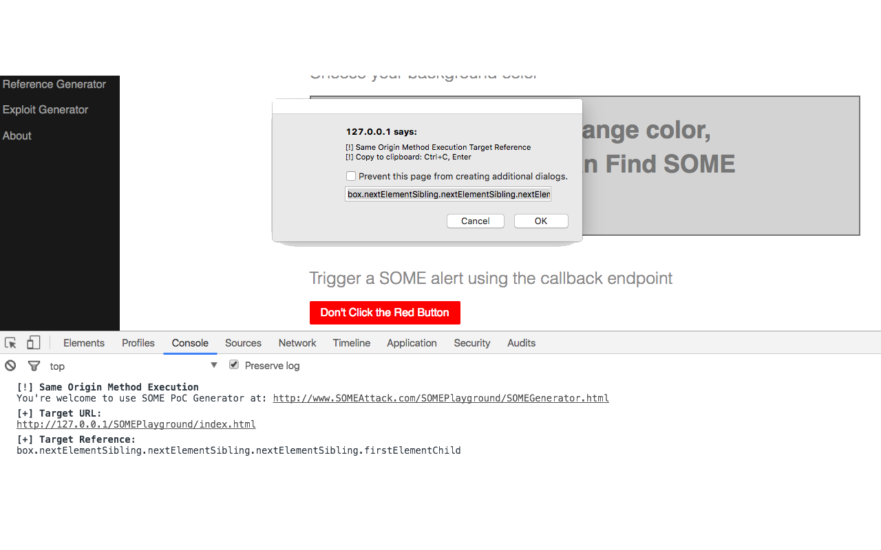 Same Origin Method Execution - Targeting Tool Preview image 3