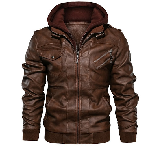 Title 4, Mens hooded leather jacket for spring, autumn,...