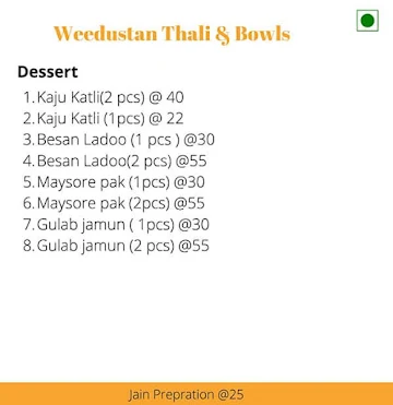 Weedustan Thalis & Bowls menu 