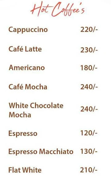 Hav Coffee menu 