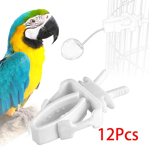 12Pcs Bird Feeding Clip Feeder Device Birds Foraging Toy Bird Cage Food Holder for Parrot Cockatoo Parakeet Budgie Macaw