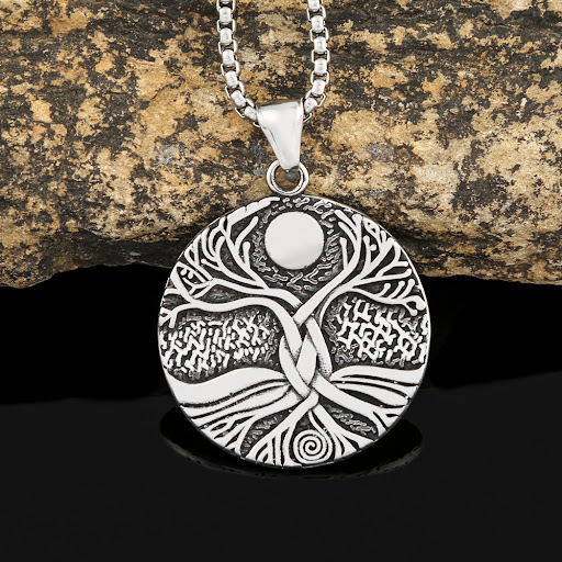 Title 6, Lucky Tree Stainless Steel Viking Pendant Vinta...