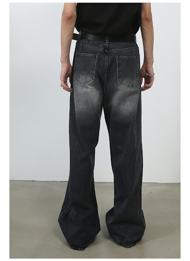 Title 13, Personality Denim Mens Straight Washed Loose W...